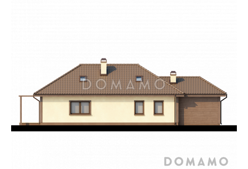 Проект просторного мансардного дома из газобетона со спальней на первом этаже и с двумя на втором / Фасад 2
