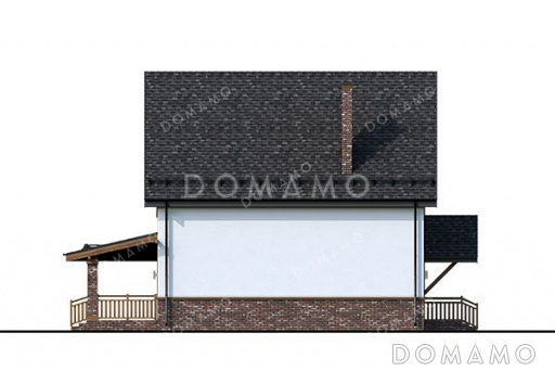 Проект одноэтажного дома с мансардой и гаражом на два автомобиля / Фасад 1