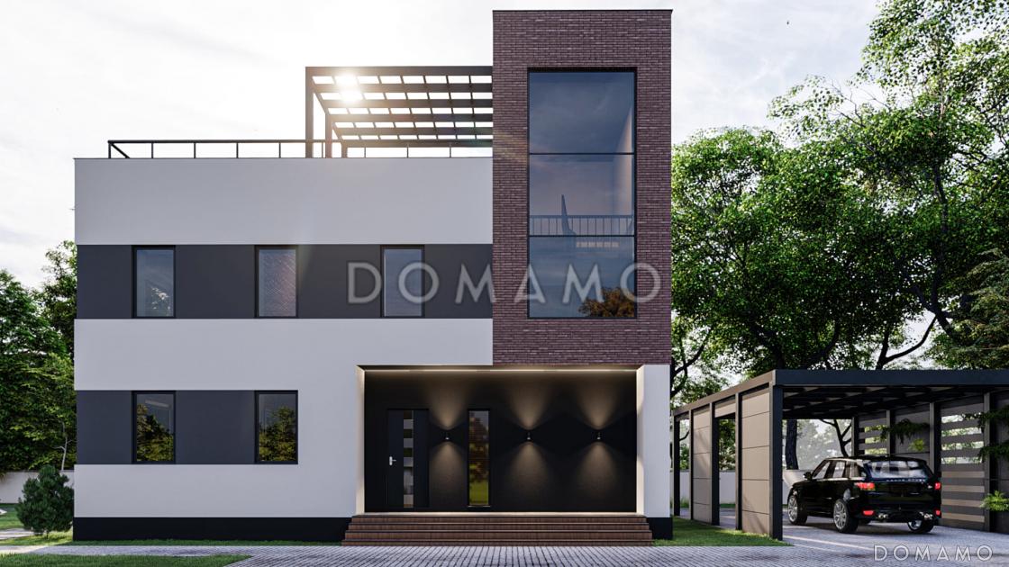 Проект двухэтажного дома в стиле хай-тек с террасой, 3 спальнями и личными гардеробными / 5