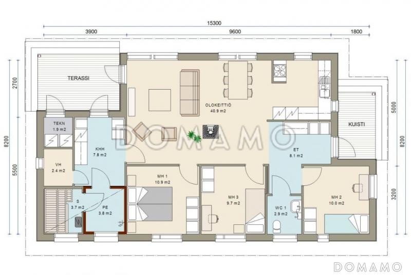 Проект компактного каркасного дома / План 1 этажа