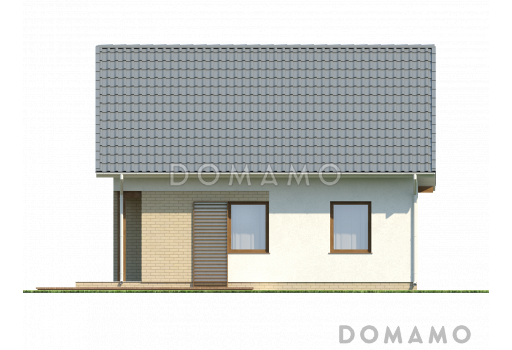 Проект небольшого мансардного дома из газобетона с четырьмя спальнями / Фасад 3