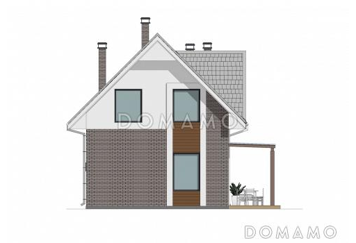 Проект дома с мансардой, балконом, террасой и сауной / Фасад 2