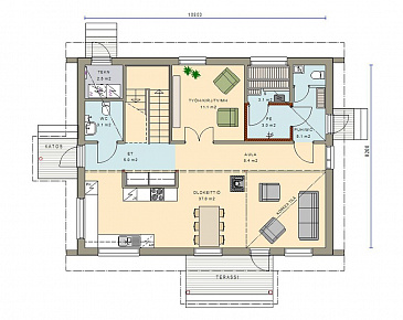 Проект двухэтажного комфортного дома / План 1 этажа Проект двухэтажного комфортного дома / План 1 этажа