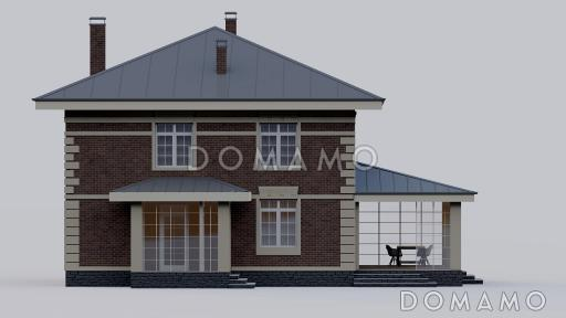 Проект двухэтажного дома с кабинетом, террасой и четырьмя спальнями / Фасад 4