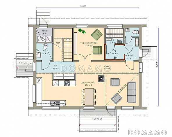 Проект двухэтажного комфортного дома / План 1 этажа Проект двухэтажного комфортного дома / План 1 этажа