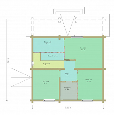 Проект дома из бруса с мансардным этажом / План мансардного этажа Проект дома из бруса с мансардным этажом / План мансардного этажа