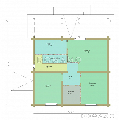 Проект дома из бруса с мансардным этажом / План мансардного этажа Проект дома из бруса с мансардным этажом / План мансардного этажа
