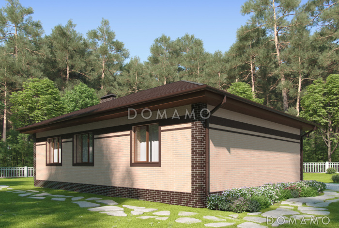 Проект загородного дома из газобетона с большой кухней-столовой, тремя спальнями Проект загородного дома из газобетона с большой кухней-столовой, тремя спальнями