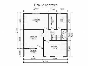Каркасный дом "Ладога" / План 2 этажа Каркасный дом "Ладога" / План 2 этажа