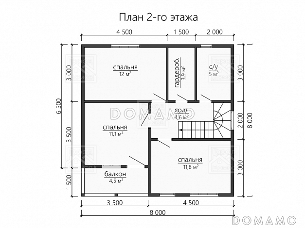 Каркасный дом "Ладога" / План 2 этажа Каркасный дом "Ладога" / План 2 этажа