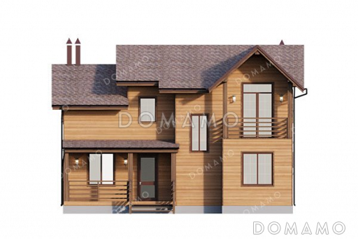 Проект дома с мансардой и верандой / Фасад 4