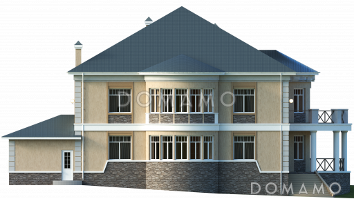 Проект двухэтажного жилого дома, запроектированного в современном стиле / Фасад 3