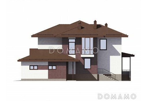 Проект двухэтажного дома из газобетона с подвалом и гаражом на два машиноместа / Фасад 1