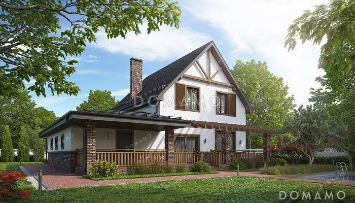 Проект одноэтажного дома с мансардой и гаражом на два автомобиля