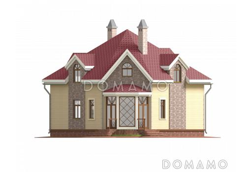 Проект необычного дома с крыльцом на углу / Фасад 5