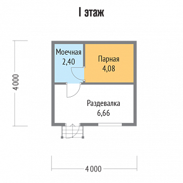 Проект бани из бруса 4х4 / План 1 этажа Проект бани из бруса 4х4 / План 1 этажа