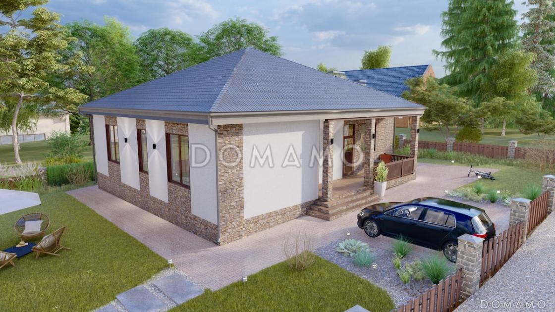 Проект одноэтажного коттеджа с сауной и крытой террасой / 5