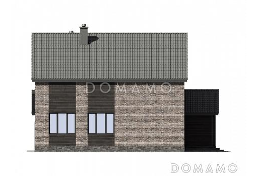 Проект двухэтажного дома из газобетона с пятью комнатами и гаражом на два автомобиля / Фасад 2