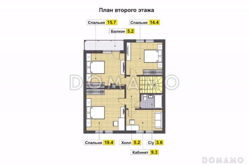 Проект дома с просторной террасой и открытым балконом / План 2 этаж