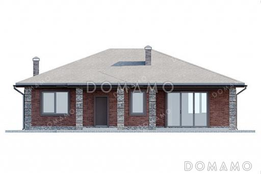 Проект одноэтажного дома с террасой и крыльцом с колоннами / Фасад 4