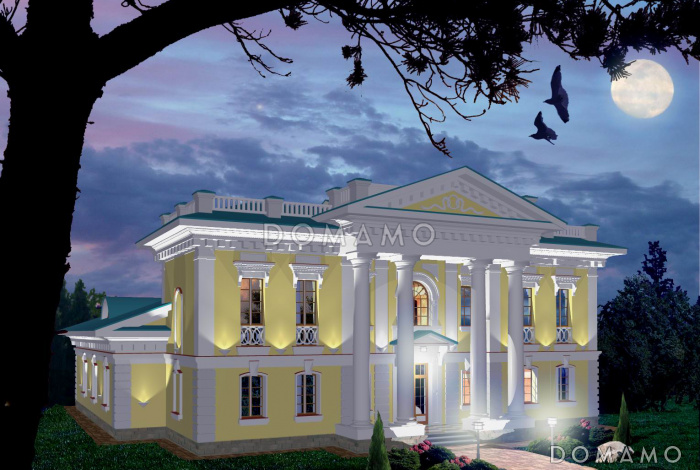 Проект парадного коттеджа с портиком Проект парадного коттеджа с портиком