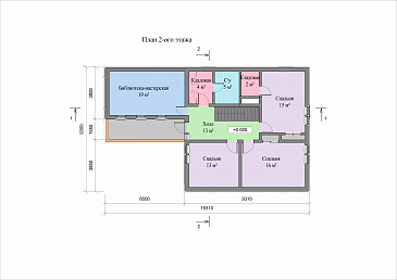 Проект двухэтажного коттеджа с гаражом / План 2 этажа Проект двухэтажного коттеджа с гаражом / План 2 этажа