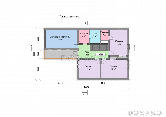Проект двухэтажного коттеджа с гаражом / План 2 этажа Проект двухэтажного коттеджа с гаражом / План 2 этажа