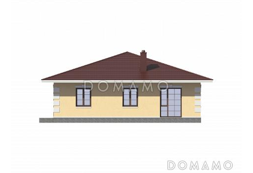 Проект одноэтажного дома из СИП панелей с тремя спальнями / Фасад 3