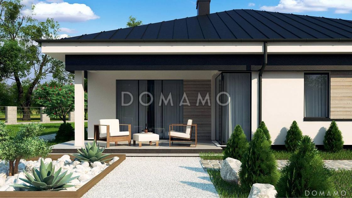 Проект загородного дома с хозяйской спальней, кухней с кладовой, ванной с окном / 6