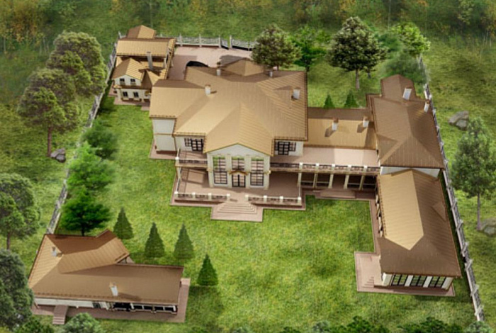 Проект элитного особняка из кирпича с бассейном и сауной на первом этаже