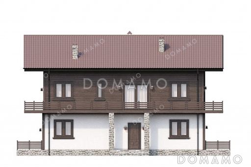 Проект дома с террасой и четырьмя спальнями / Фасад 1