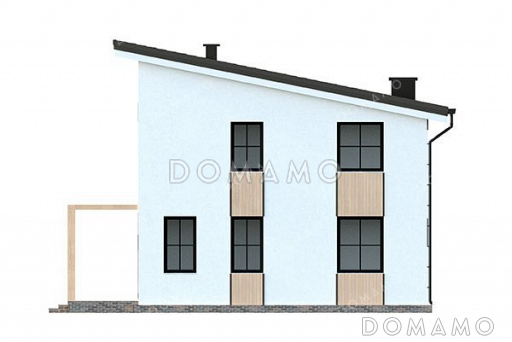 Проект двухэтажного дома с большой гостиной и террасой / Фасад 4