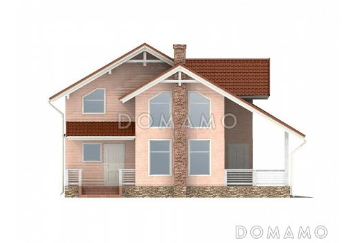 Проект каркасного дома с гаражом для одной машины / Фасад 1