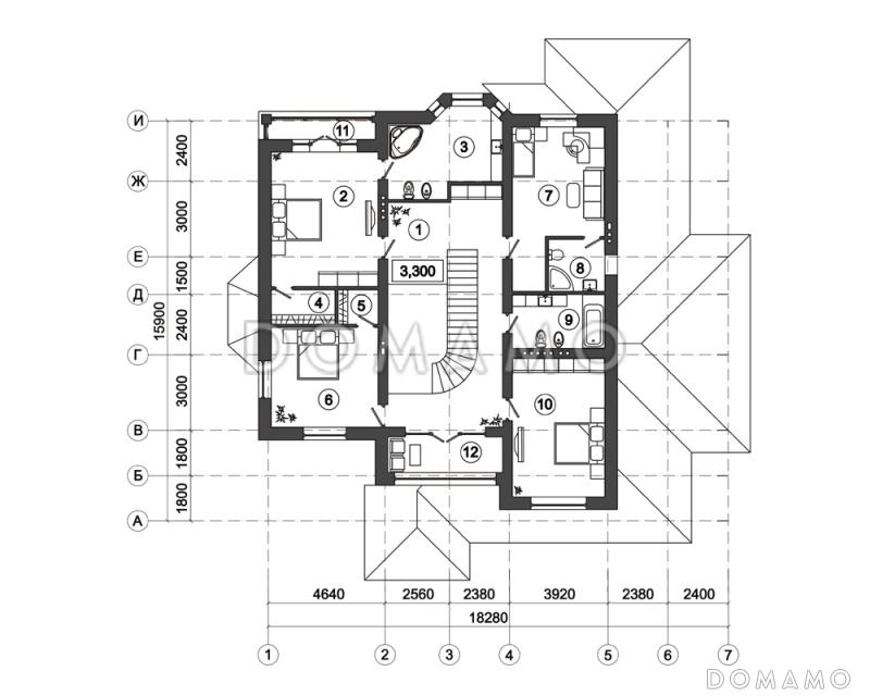 Проект дома с балконом и лоджией / План 2 этажа