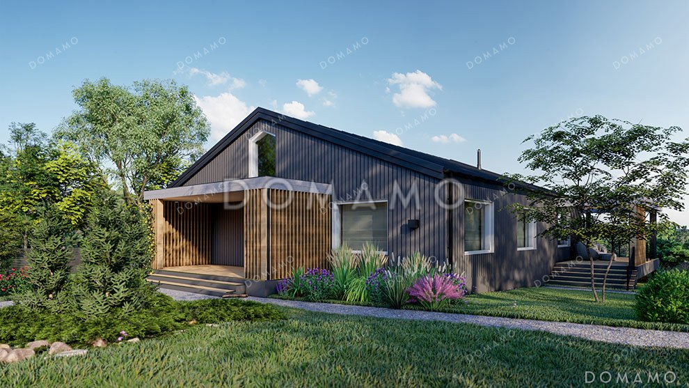 Проект одноэтажного дома с просторной террасой / 3