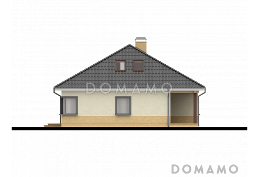 Проект большого одноэтажного мансардного дома из газобетона с тремя спальнями на каждом этаже / Фасад 4