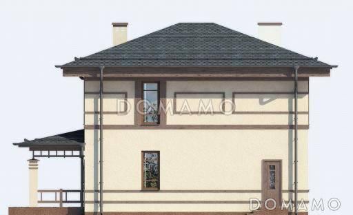 Проект двухэтажного дома из пеноблоков с тремя спальными комнатами / Фасад 2