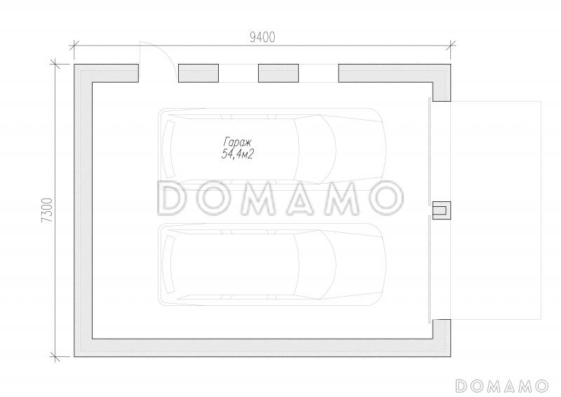 Проект гаража на две машины / План 1 этажа