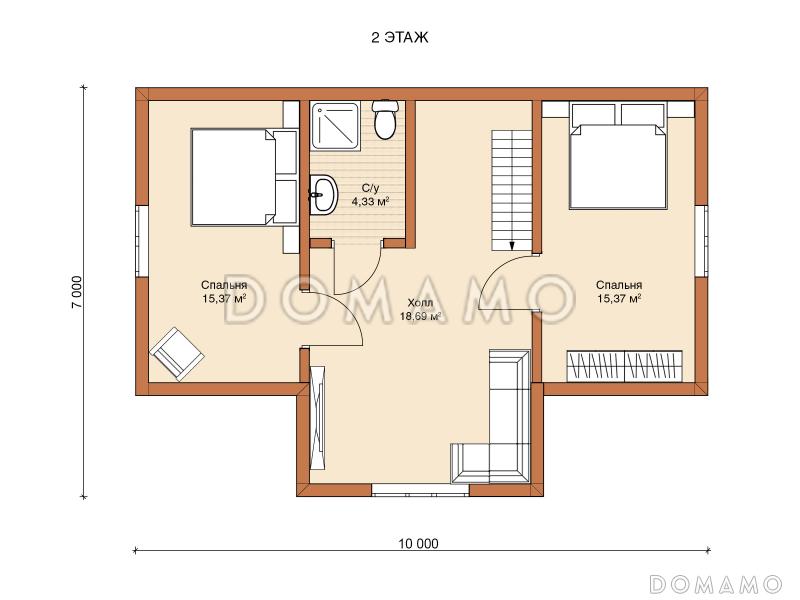 Каркасный дом "Оптима" / План 2 этажа