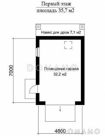 Проект гаража без подвала с навесом для дров / План 1 этажа Проект гаража без подвала с навесом для дров / План 1 этажа