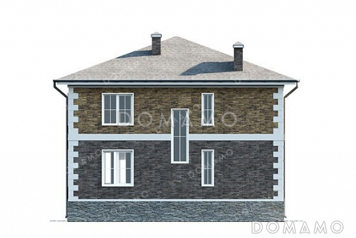 Проект двухэтажного дома с четырьмя спальнями и вальмовой крышей / Фасад 3