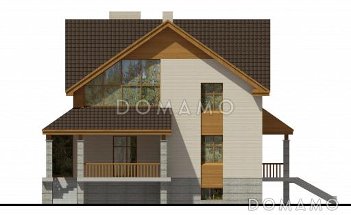 Загородный дом с окнами в пол, с тремя террасами и лоджией / Фасад 4