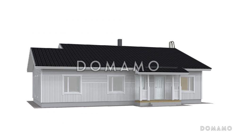 Проект газобетонного дома с двускатной крышей, панорамным округлым остеклением / 2