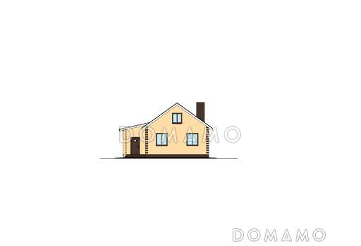 Проект дома из газобетона с верандой, санузлом с окном, отделкой фасадов кирпичом / Фасад 1