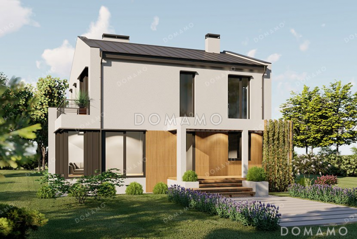 Проект двухэтажного дома с тремя спальнями и террасой