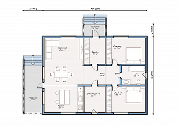 Каркасный дом "Хеннингсен" / План 1 этажа Каркасный дом "Хеннингсен" / План 1 этажа
