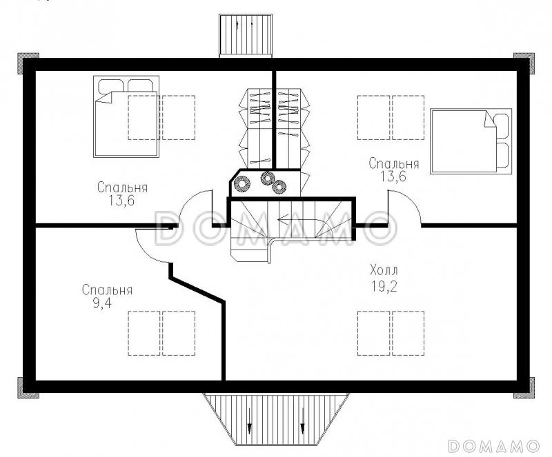 Проект дома для отдыха с баней и бассейном / План мансардного этажа