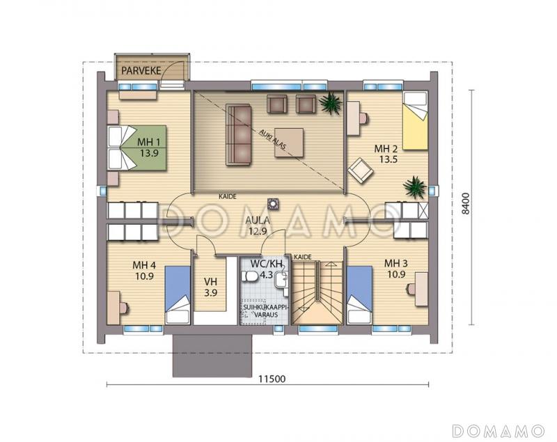 Проект каркасного дома с сауной до 200 м.кв / План 2 этажа