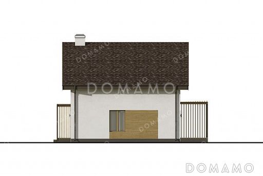 Проект одноэтажного дома с мансардой и террасой / Фасад 1