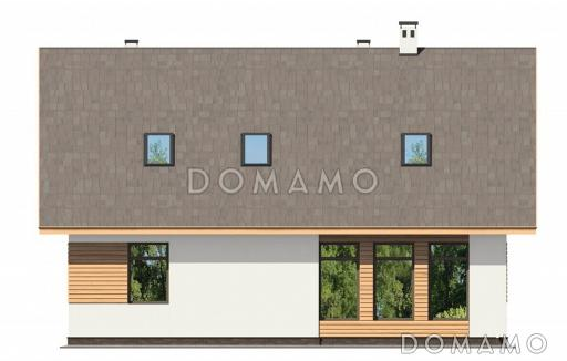 Проект лаконичного мансардного дома со строгой отделкой / Фасад 2